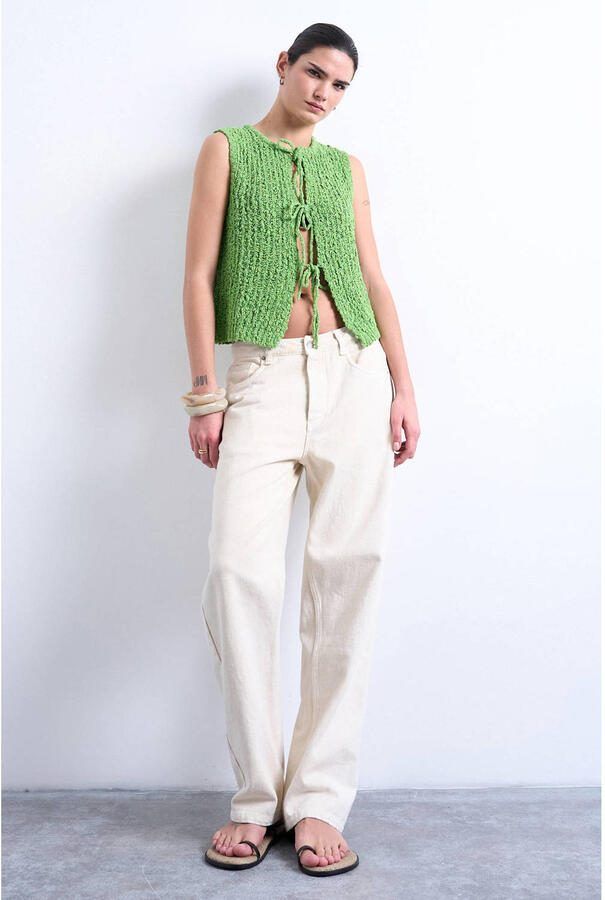 TOPSHOP vest groen gebreid - Foto 2