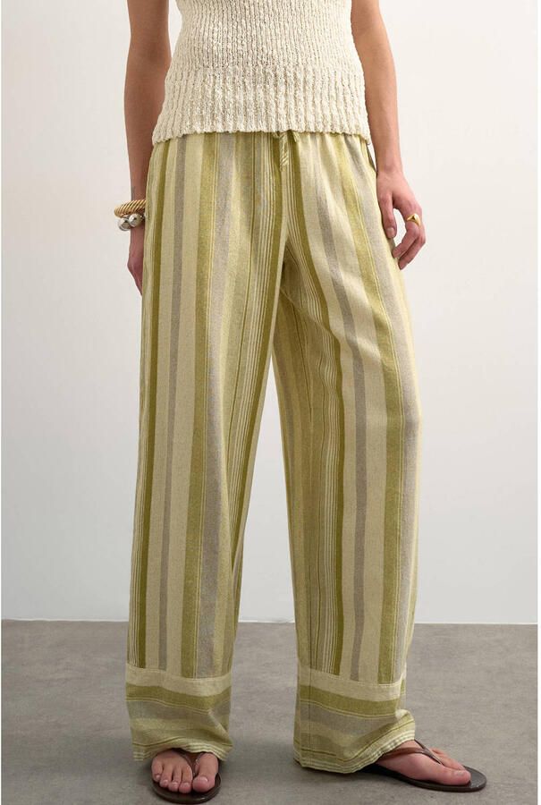 Topshop Broek van mix van linnen en viscose met elastische band model 'POLLY'