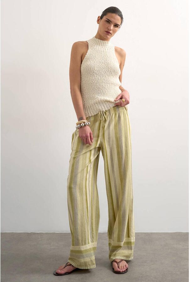 Topshop Broek van mix van linnen en viscose met elastische band model 'POLLY' - Foto 3