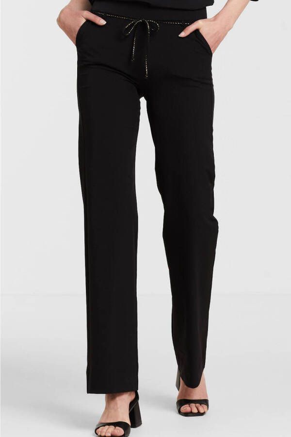 TQ-Amsterdam high waist straight fit pantalon Romee van travelstof zwart