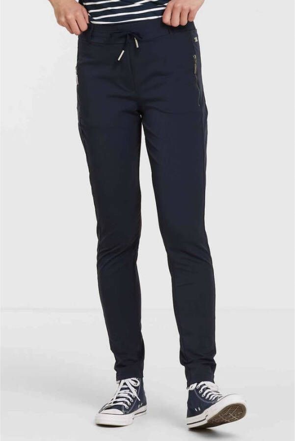 TQ-Amsterdam high waist tapered fit pantalon Maud van travelstof donkerblauw - Foto 4