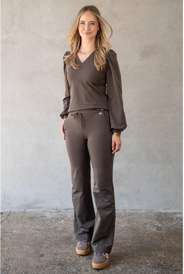TQ-Amsterdam flared broek taupe