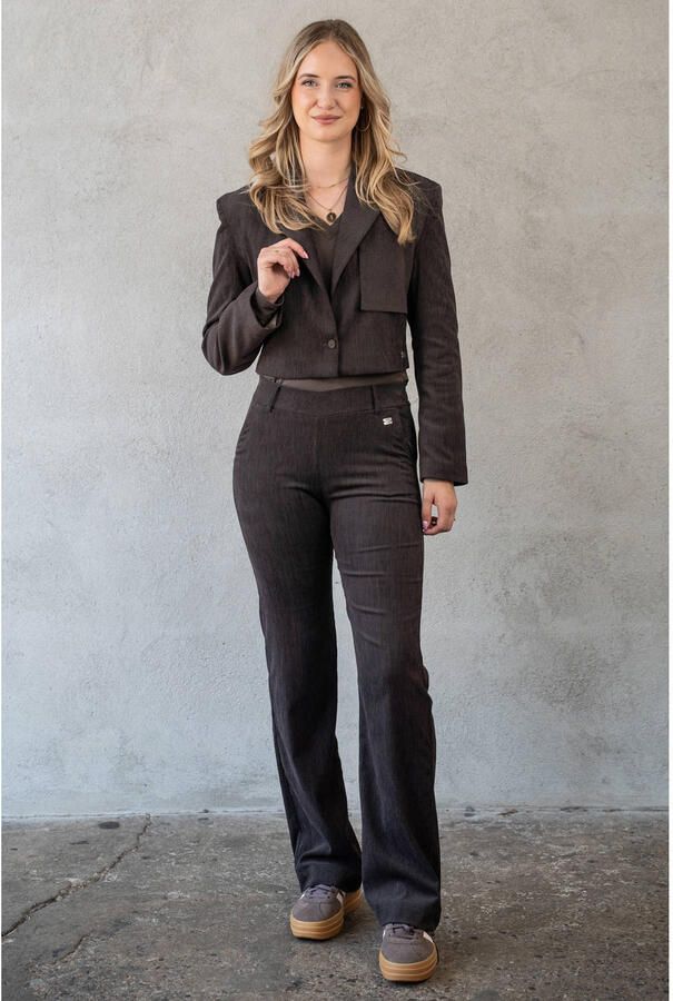 TQ-Amsterdam fluwelen flared broek donkerbruin