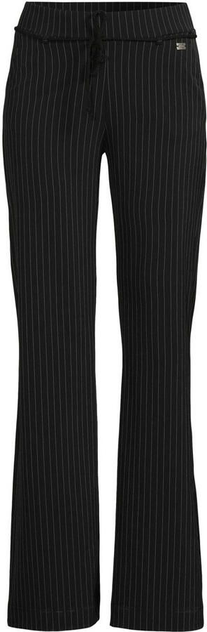 TQ-Amsterdam gestreepte straight fit pantalon Romee zwart
