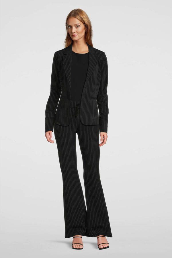 TQ-Amsterdam gestreepte straight fit pantalon Romee zwart - Foto 3