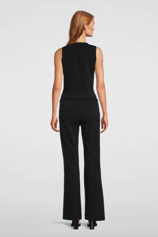 TQ-Amsterdam gestreepte straight fit pantalon Romee zwart - Foto 4