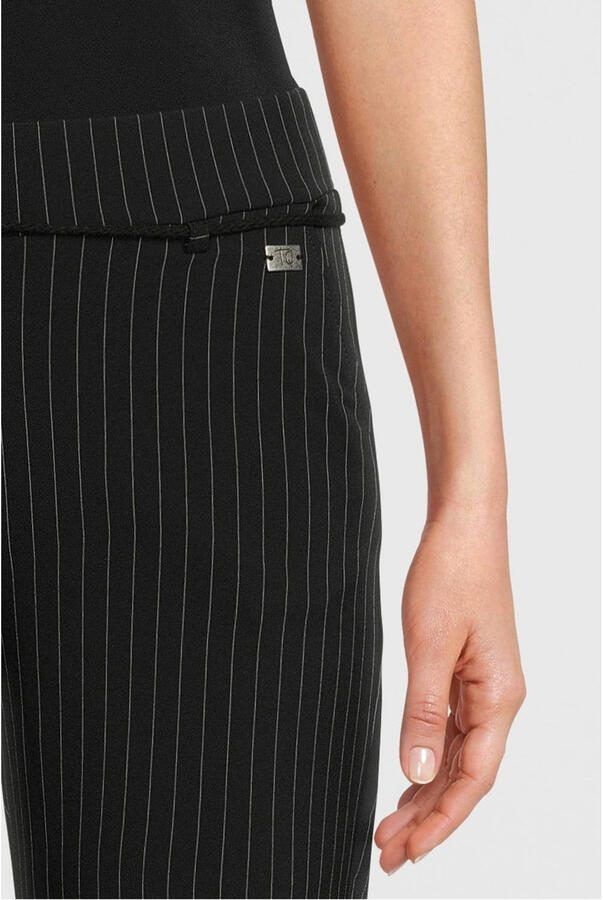 TQ-Amsterdam gestreepte straight fit pantalon Romee zwart - Foto 2