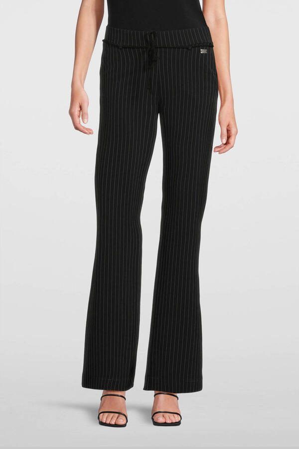 TQ-Amsterdam gestreepte straight fit pantalon Romee zwart - Foto 5