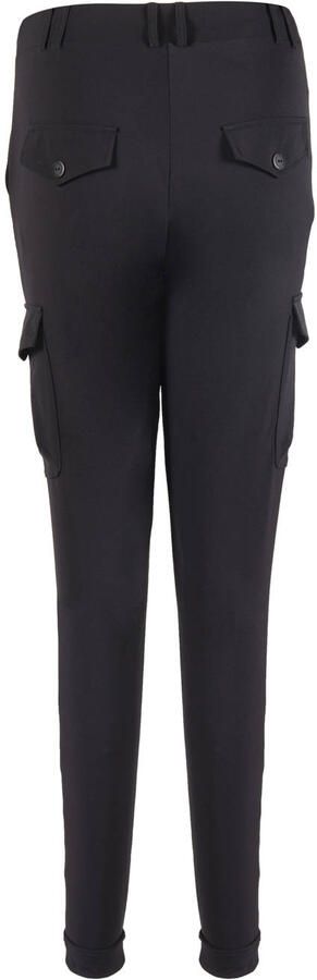 TQ-Amsterdam high waist slim fit cargobroek Karin van travelstof zwart