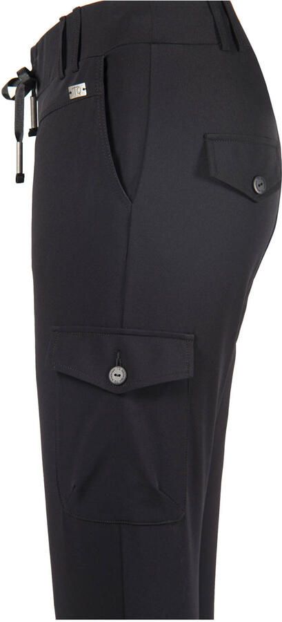 TQ-Amsterdam high waist slim fit cargobroek Karin van travelstof zwart - Foto 5
