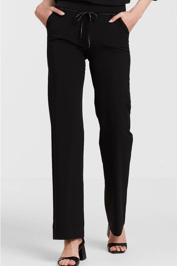 TQ-Amsterdam high waist straight fit pantalon Romee van travelstof zwart - Foto 2