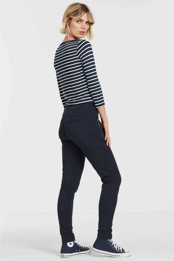 TQ-Amsterdam high waist tapered fit pantalon Maud van travelstof donkerblauw - Foto 3