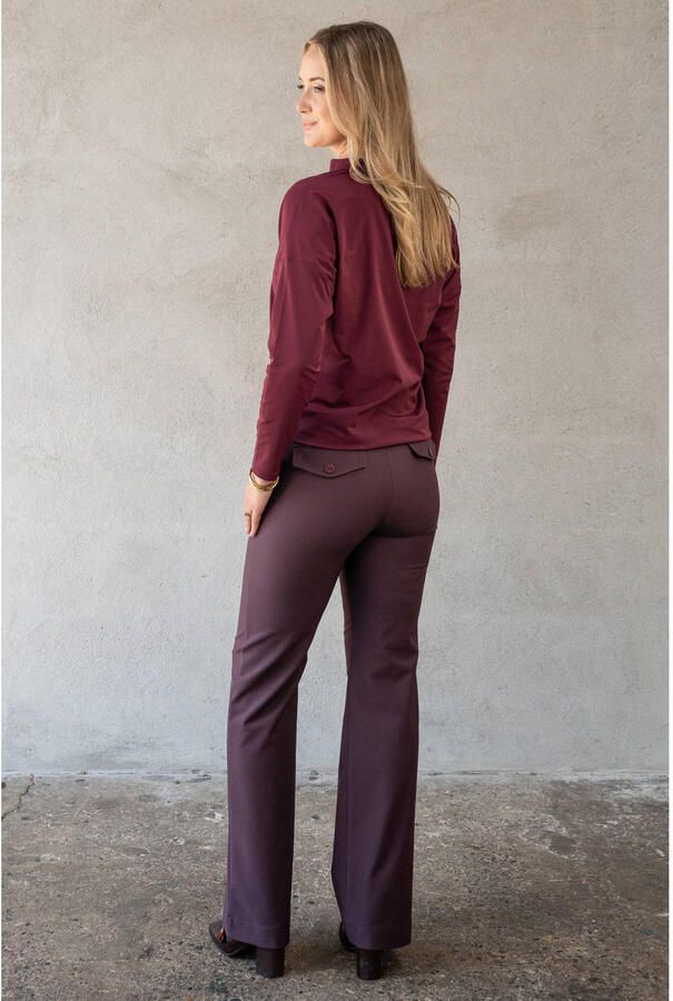 TQ-Amsterdam travelstof straight leg casual broek donkerpaars - Foto 2