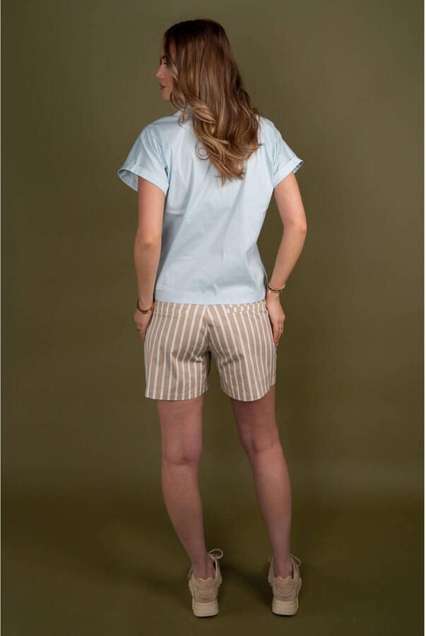TQ-Amsterdam straight high waist gestreepte casual short beige - Foto 2