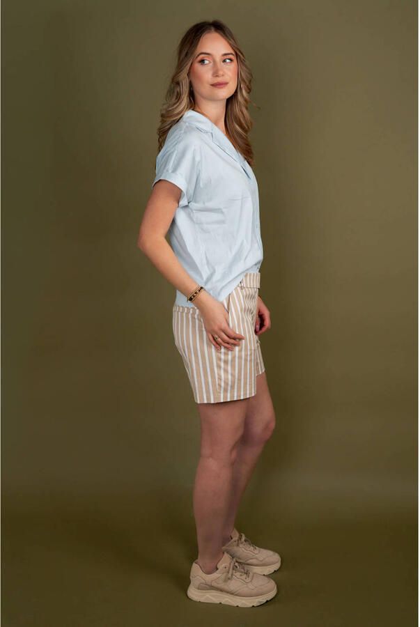 TQ-Amsterdam straight high waist gestreepte casual short beige - Foto 3