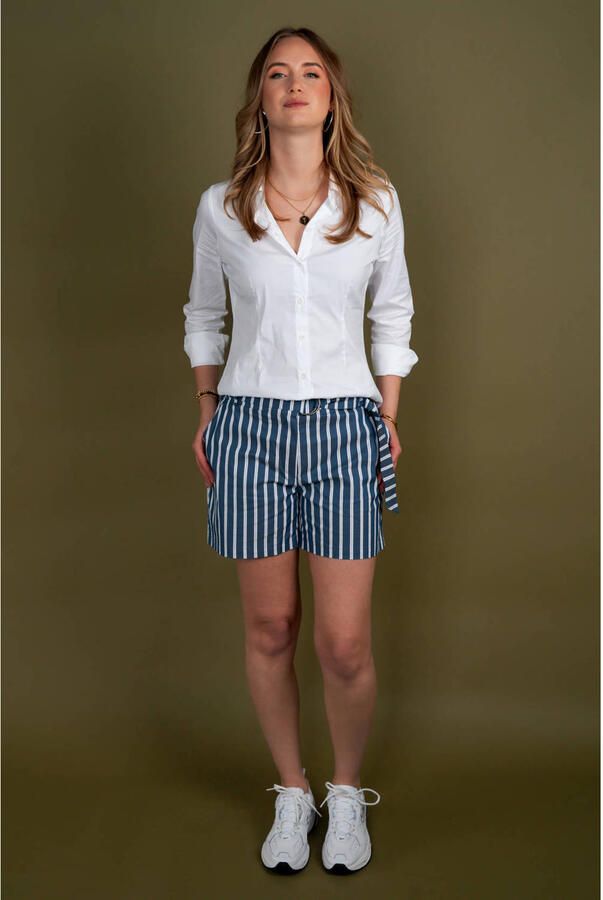 TQ-Amsterdam straight high waist gestreepte casual short blauw - Foto 2