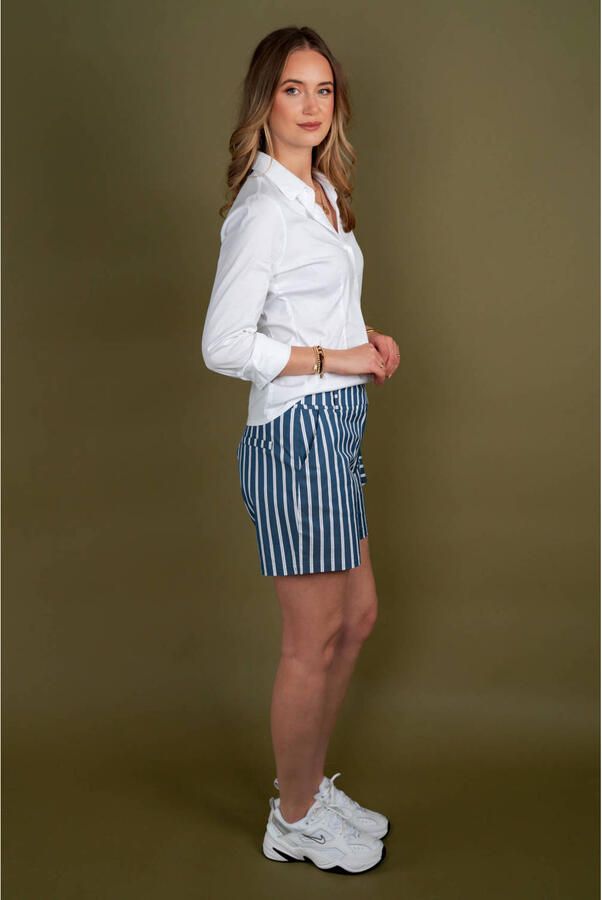 TQ-Amsterdam straight high waist gestreepte casual short blauw - Foto 3