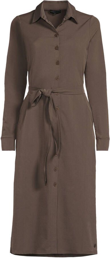 TQ-Amsterdam travelstof midi blousejurk met ceintuur taupe - Foto 2