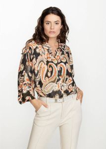 Tramontana geweven blouse met paisleyprint grijs oranje olijfgroen