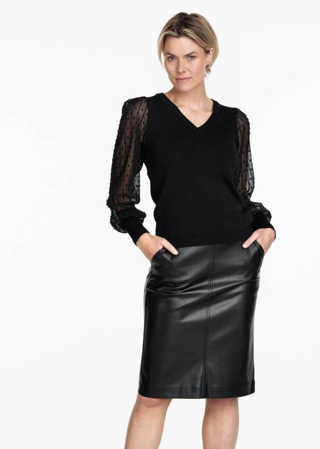 Tramontana pullover V-Neck Fancy Sleeves Q08-09-601 9000 Zwart Dames