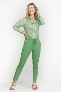 Tramontana slim fit pantalon van travelstof groen