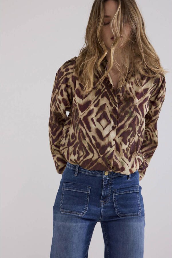 Tramontana blouse met print bruin