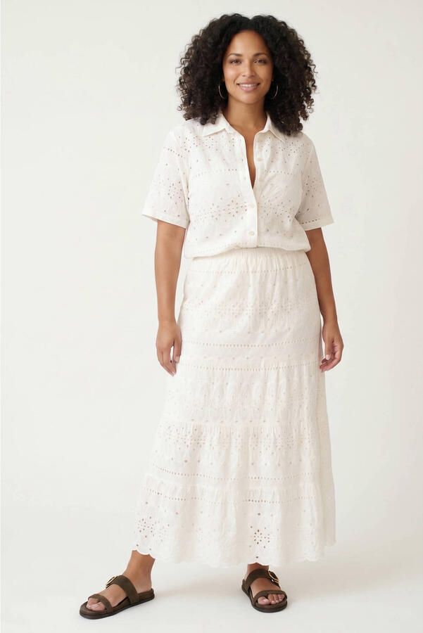 Tramontana broderie maxi rok ecru