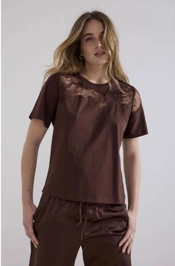 Tramontana gebloemd T-shirt bruin