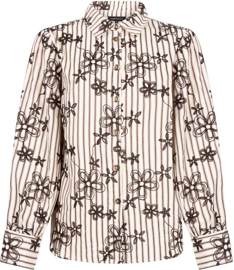 Tramontana gebloemde blouse beige bruin