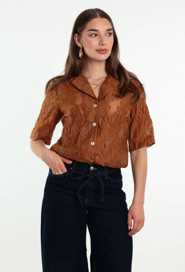Tramontana gebloemde blouse donker oranje