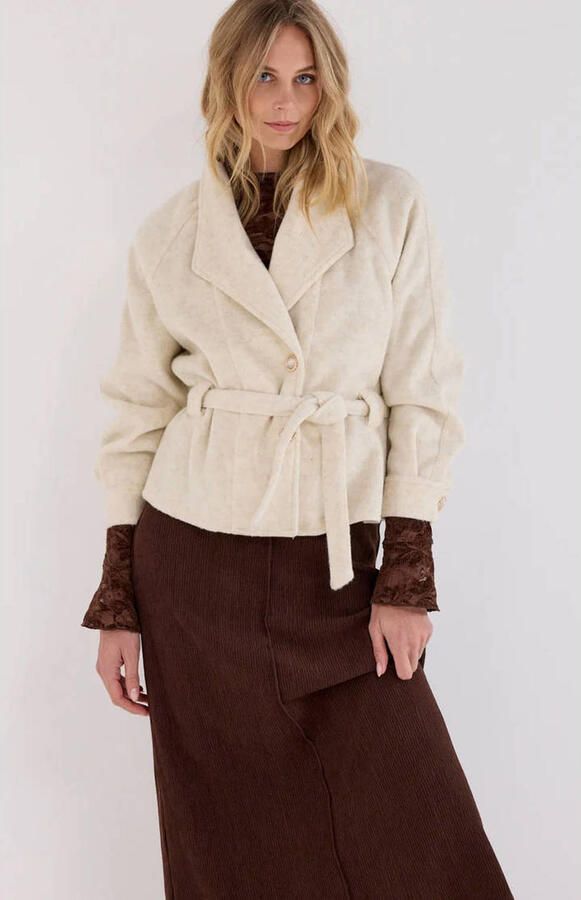 Tramontana gemêleerde getailleerde blazer met wol beige