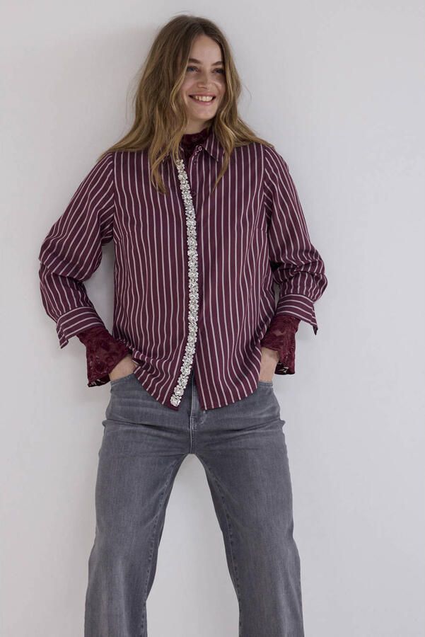 Tramontana gestreepte blouse donkerrood