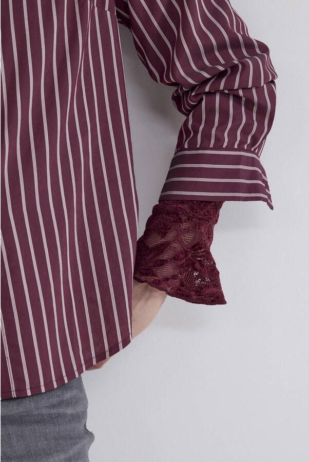 Tramontana gestreepte blouse donkerrood - Foto 2