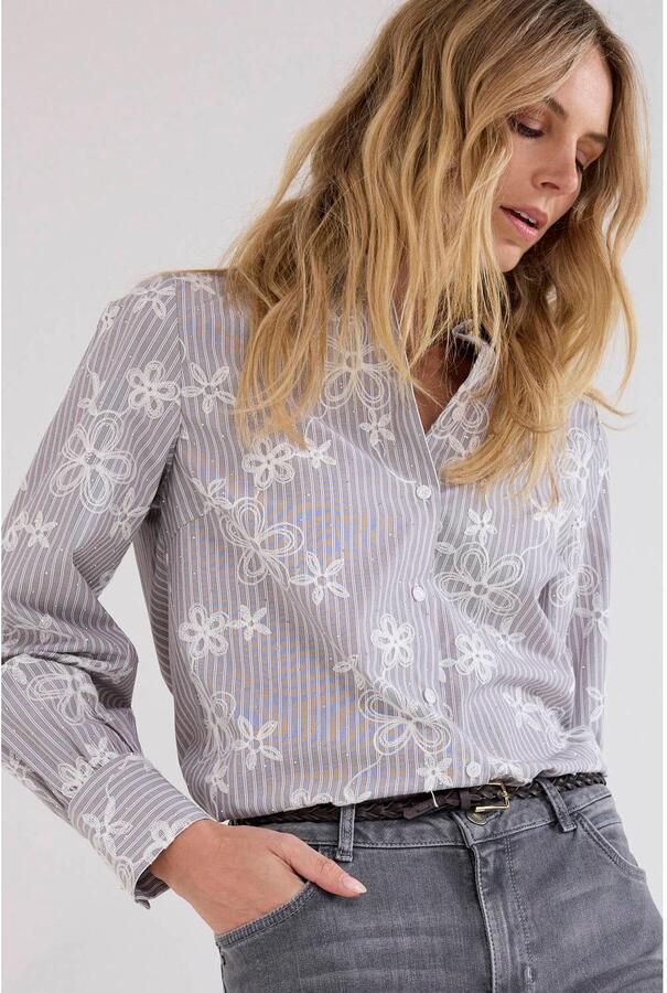 Tramontana gestreepte blouse lichtblauw