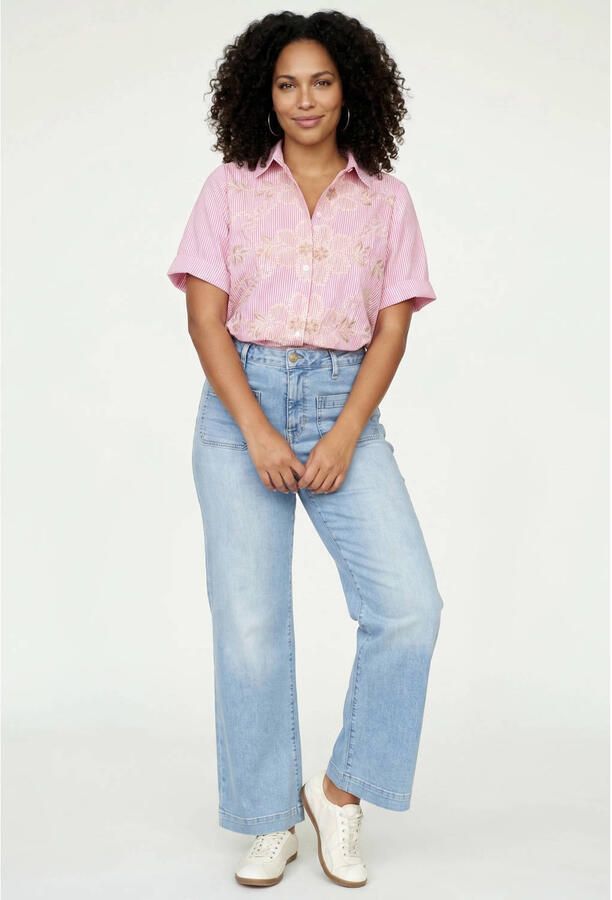 Tramontana gestreepte blouse met borduursels roze - Foto 2