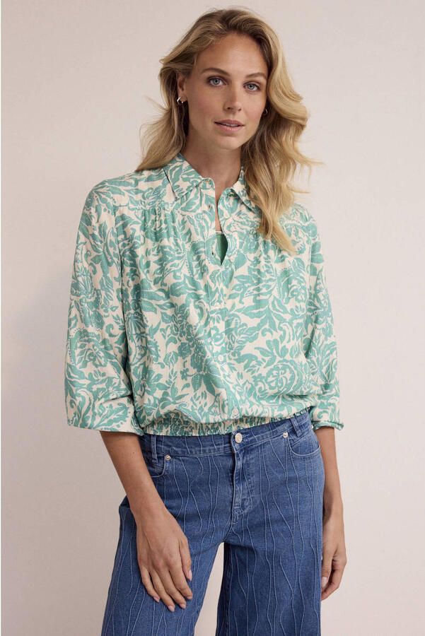 Tramontana gestreepte blouse turquoise