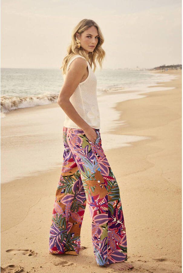 Tramontana high waist gebloemde casual broek blauw - Foto 2