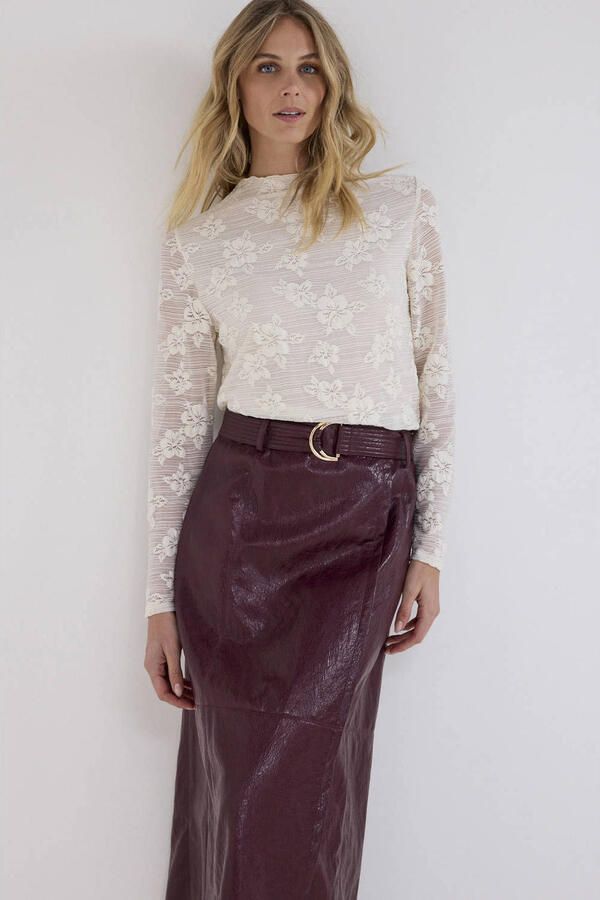 Tramontana imitatieleren midi rok rood