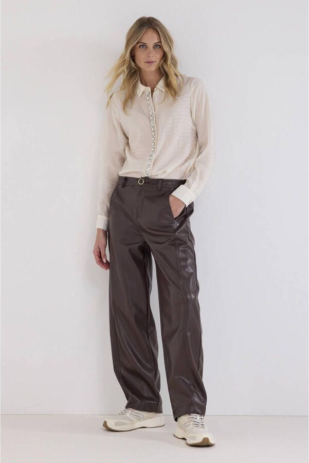 Tramontana imitatieleren straight leg broek bruin - Foto 2