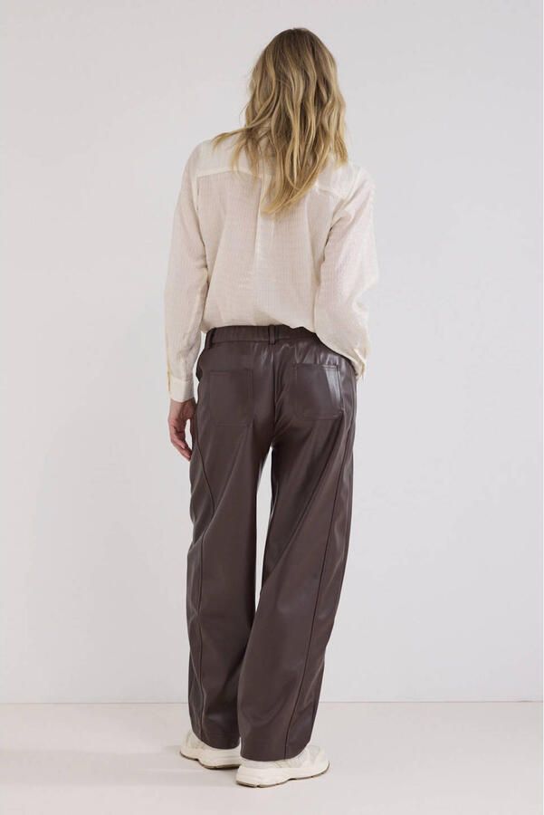 Tramontana imitatieleren straight leg broek bruin - Foto 3