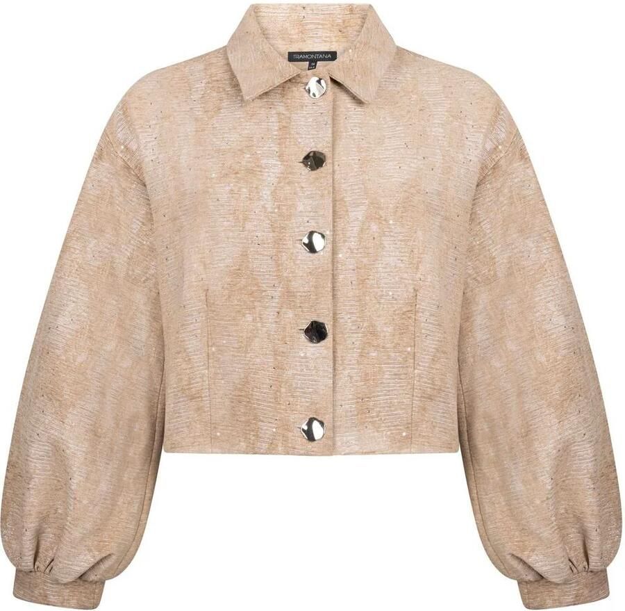 Tramontana jacquard jas met pailletten beige