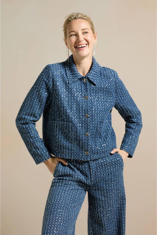 Tramontana Paillet Denim Broek Blue Dames