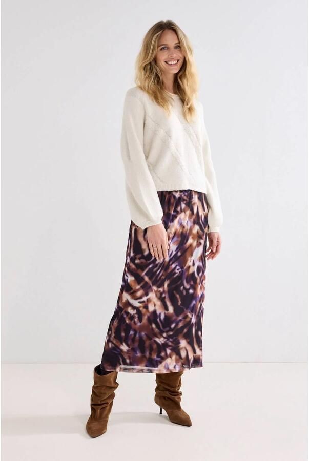 Tramontana mesh midi kokerrok met print paars - Foto 2