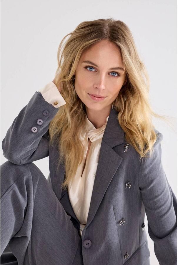 Tramontana regular fit blazer met strass-steentjes grijs