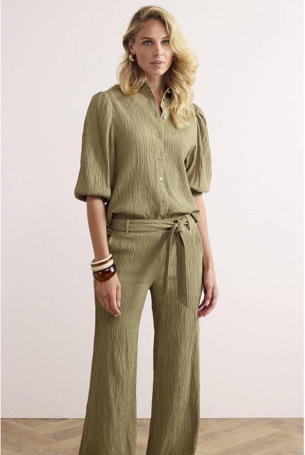 Tramontana straight high waist broek groen