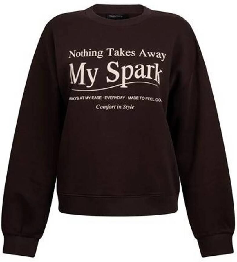 Tramontana sweater met tekst donkerbruin