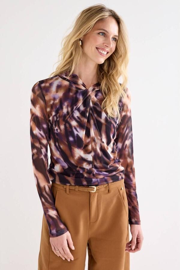 Tramontana top met print paars