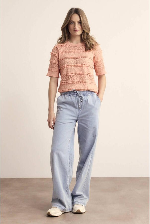 Tramontana straight high waist casual broek blauw