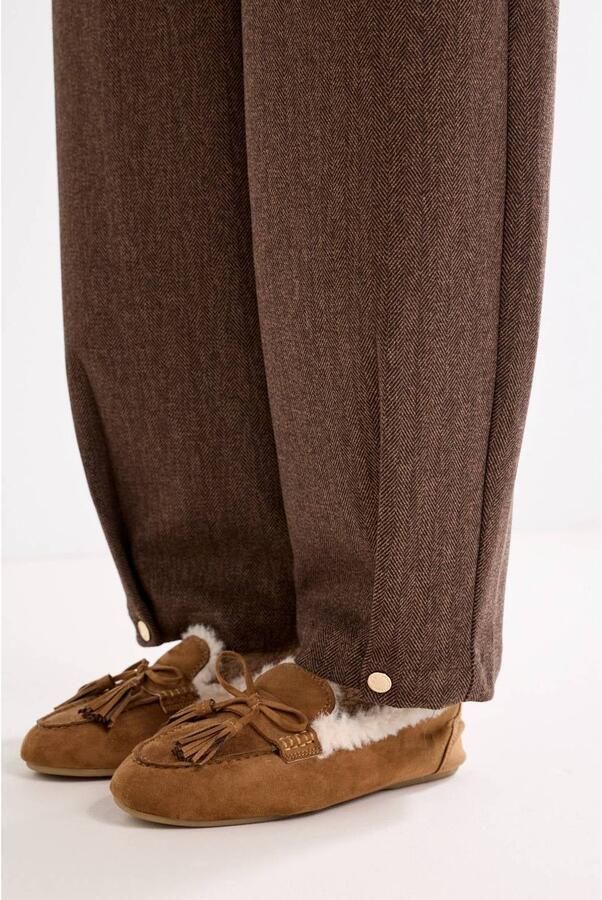 Tramontana tweed barrel geruite broek donkerbruin - Foto 2
