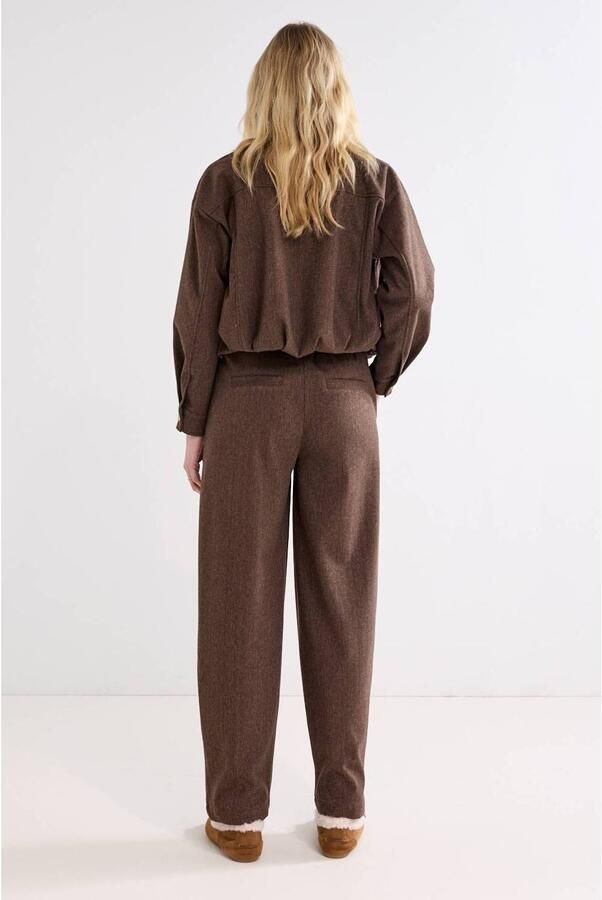 Tramontana tweed barrel geruite broek donkerbruin - Foto 3